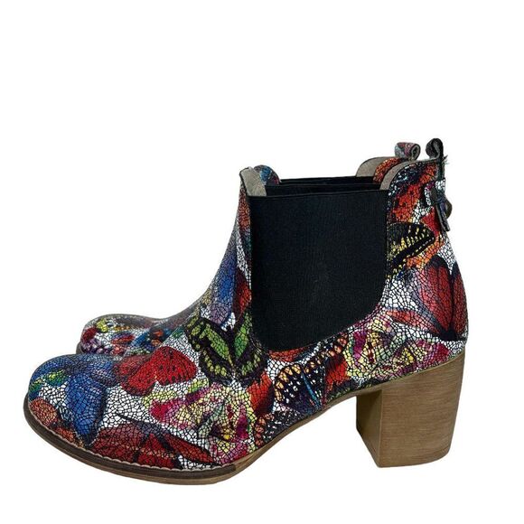 Zapato Leather Butterfly Mosaic Ankle Boots, Made in Italy, Size EU 39, US 8 M - Picture 3 of 9